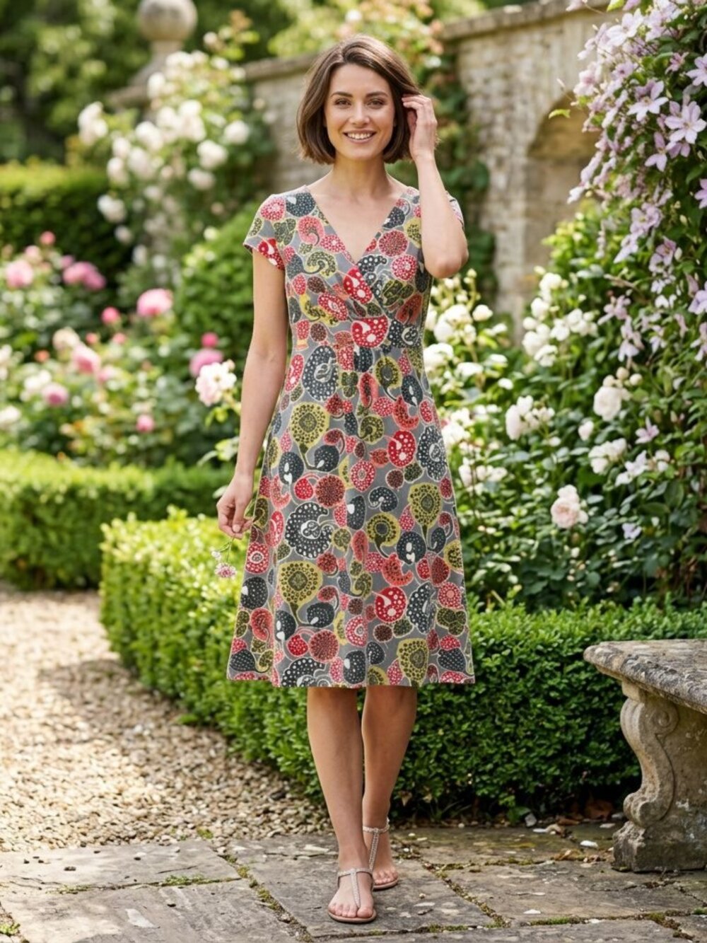 Boden The Everyday Jersey Dress In Fatigue Alium Surplice Faux Wrap Dress